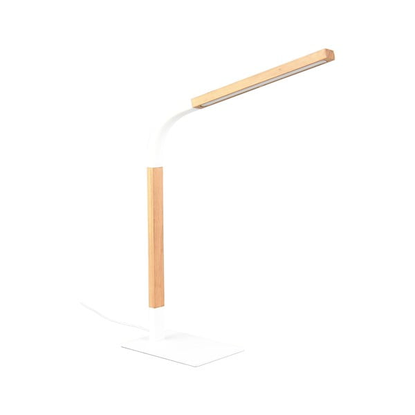 Bela/naravna LED zatemnitvena namizna svetilka z lesenim senčnikom (višina 73,5 cm) Norris – Trio-image-1