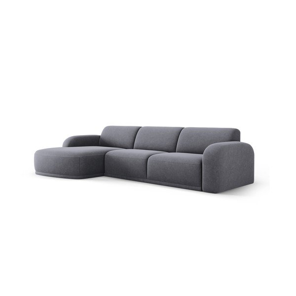 Siva žametna kotna sedežna garnitura Erin – Micadoni Home-image-2