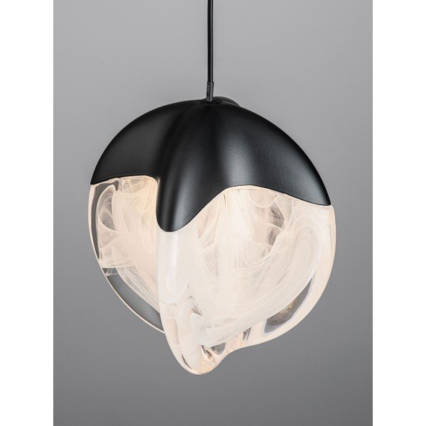 Mat črna aluminijasta LED zatemnitvena viseča svetilka s steklenim senčilom ø 12 cm Alicia – Nova Luce-image-2
