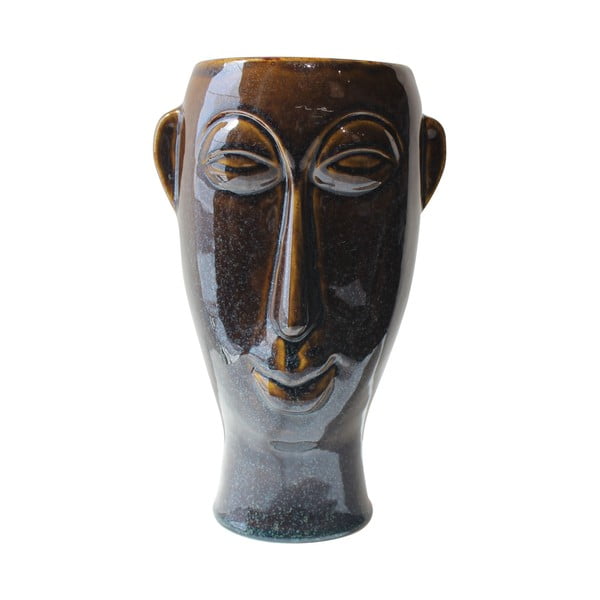 Temno rjava porcelanasta vaza PT LIVING Maska, višina 27,2 cm