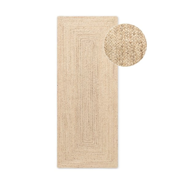 Obojestranski ročno tkan tekač iz jute v svetli naravni barvi 80x200 cm Sharmila Natural White – Hanse Home