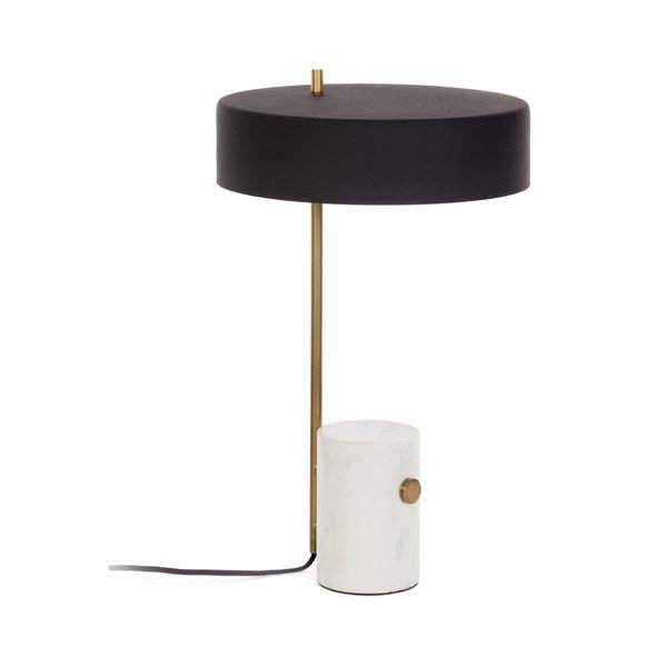 Belo-črna namizna svetilka s kovinskim senčnikom (višina 53 cm) Phant - Kave Home