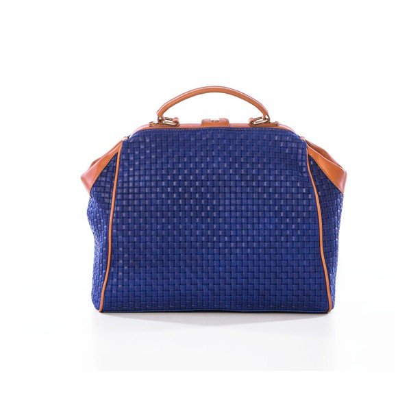 Usnjena torbica Federica Bassi Braid Blue-image-2