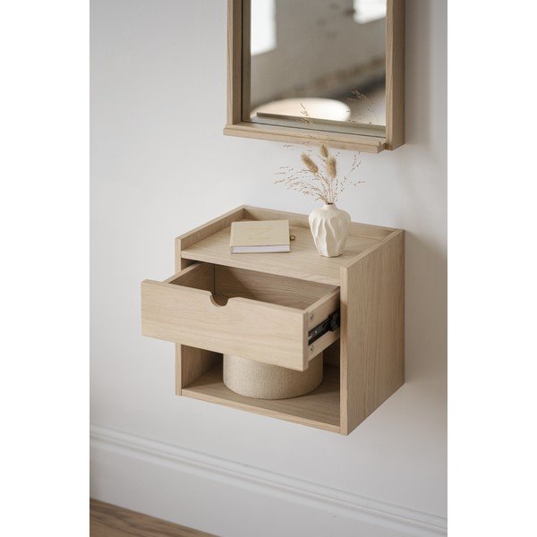 Stenska/s policami nočna omarica iz masivnega hrasta v naravni barvi Hillmond – Rowico-image-4