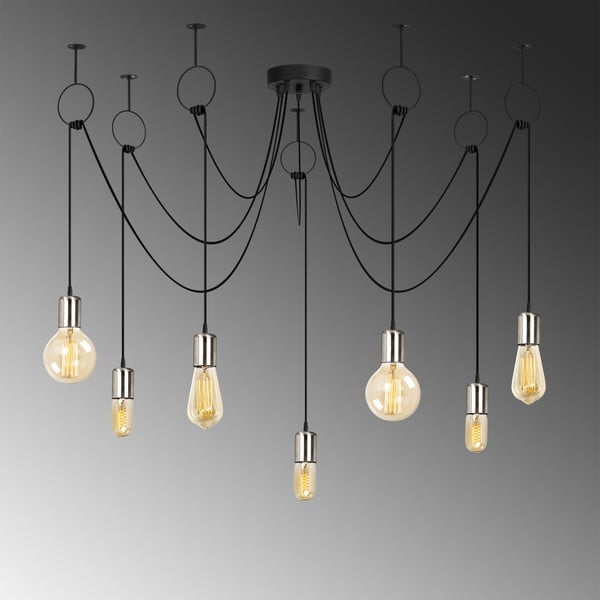 Črna viseča svetilka s 7 žarnicami Opviq lights Sirin-image-1