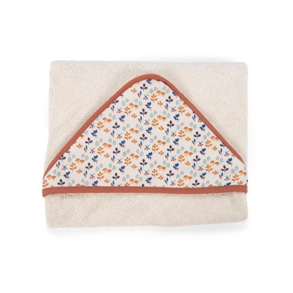 Krem bombažna otroška brisača s kapuco 80x80 cm Pomme des Bois - Moulin Roty-image-2