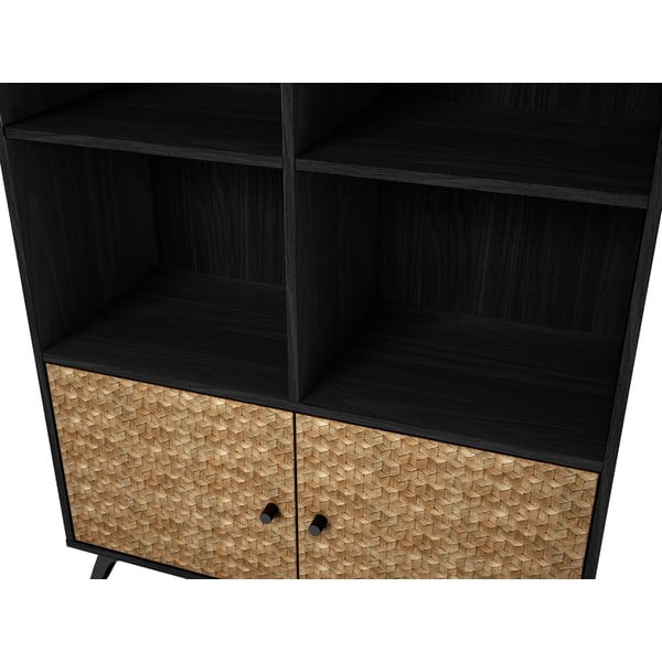 Črna knjižna omara v dekorju iz eksotičnega lesa 92x160 cm Hanoi - Marckeric-image-1