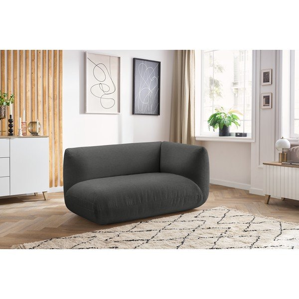 Siv modul za sedežno garnituro iz rebrastega žameta (desni kot) Lecomte – Bobochic Paris-image-1