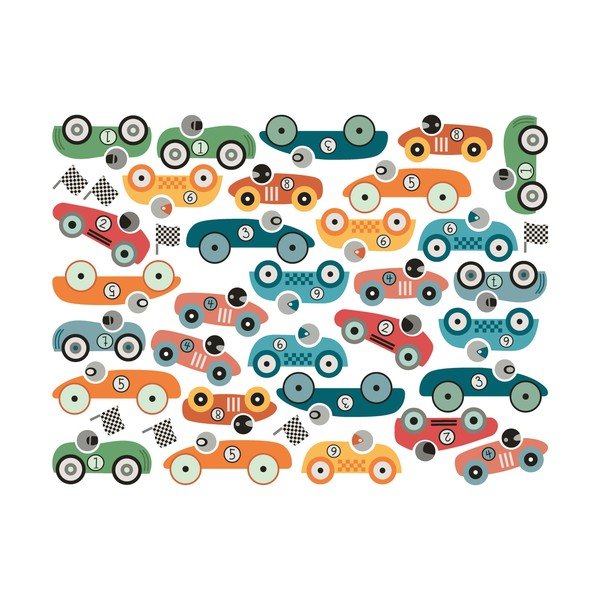 Komplet 30 stenskih nalepk Ambiance Racing Cars-image-1