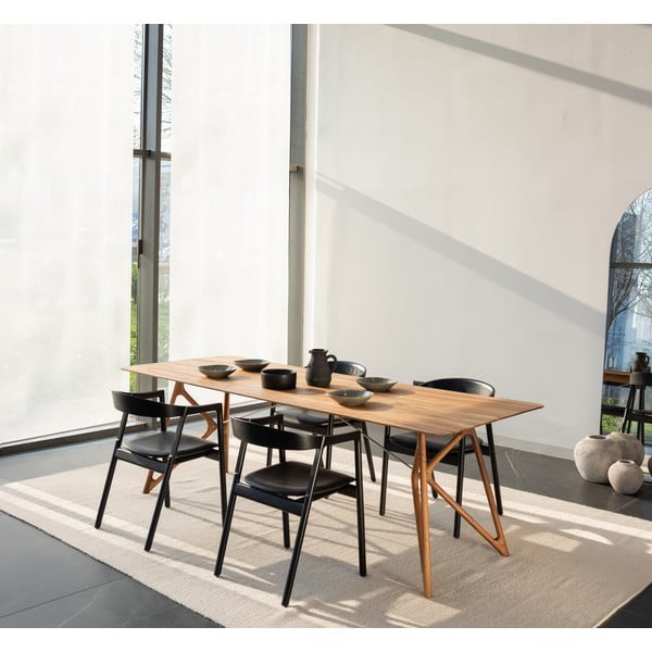 Jedilni stol iz masivnega hrastovega lesa s sivim sedežem Gazzda Muna-image-2