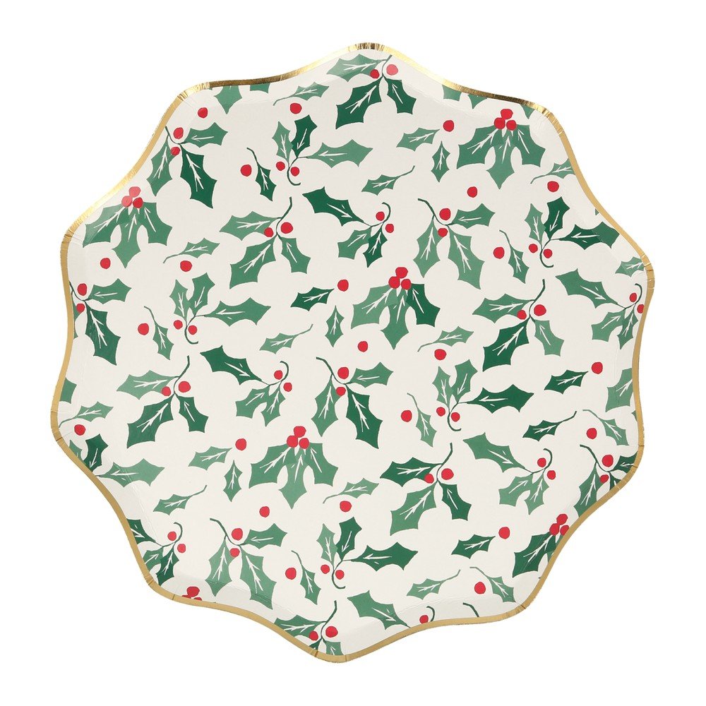 Papirnati krožniki za enkratno uporabo v kompletu  8 ks Holly Pattern
