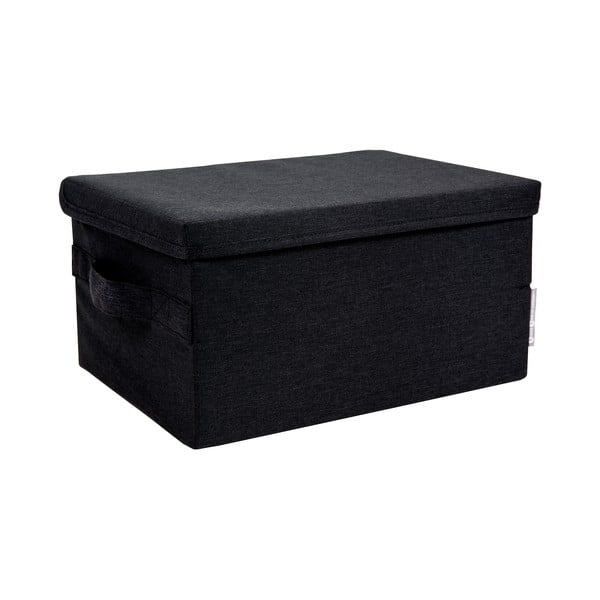 Črna tekstilna škatla za shranjevanje s pokrovom 35x26x19 cm Soft Storage – Bigso
