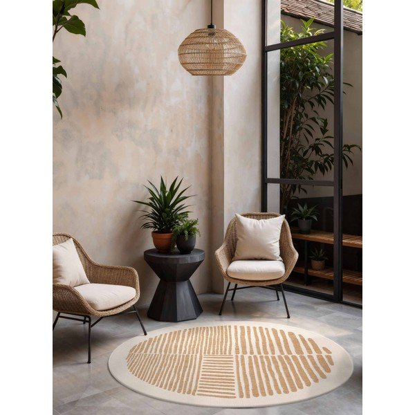 Kremno bela/v naravni barvi okrogla notranja in zunanja preproga ø 160 cm Haringey Bounds – Ted Baker-image-1