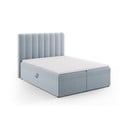Svetlo modra boxspring postelja s prostorom za shranjevanje 160x200 cm Gina – Milo Casa