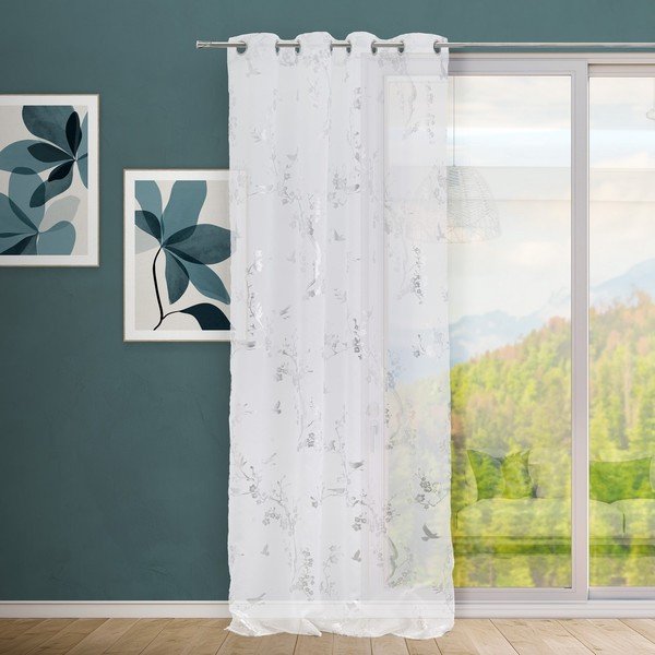 Srebrno-bela prosojna zavesa 140x260 cm Paradis – Casa Selección-image-1