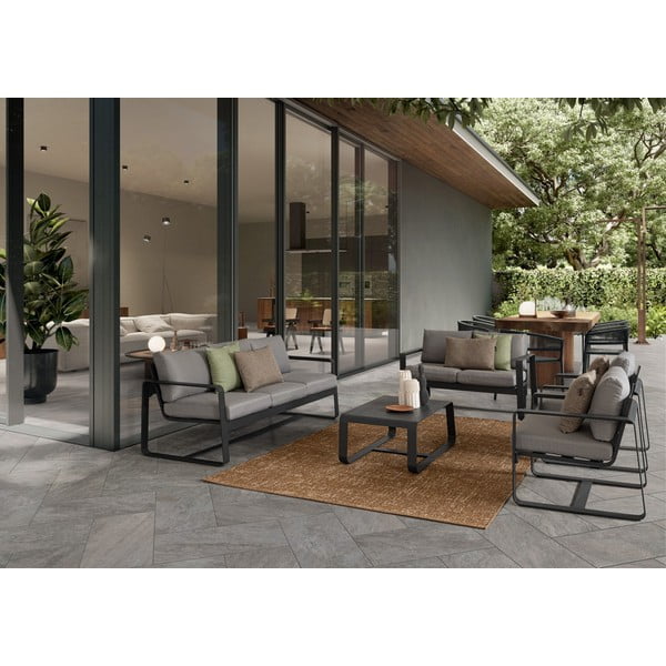 Siv kovinski vrtni fotelj Merrigan   – Bizzotto-image-1