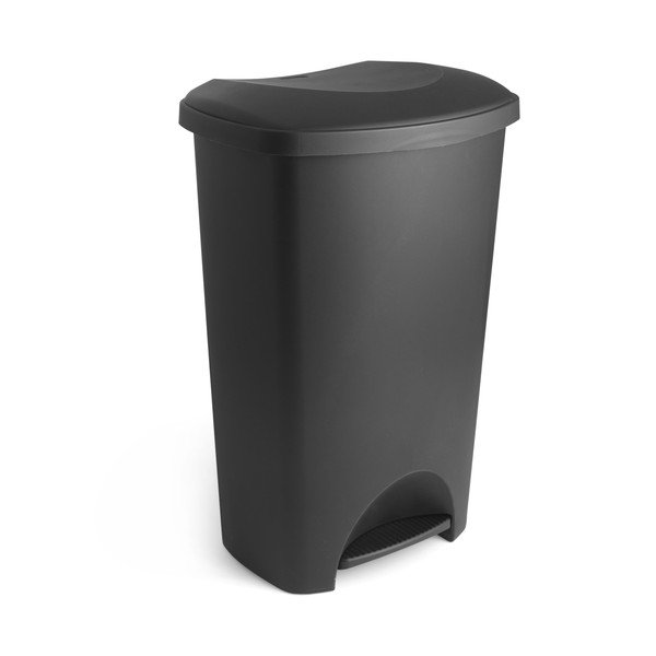 Črn plastičen koš za smeti s pedalom 50 l – Addis