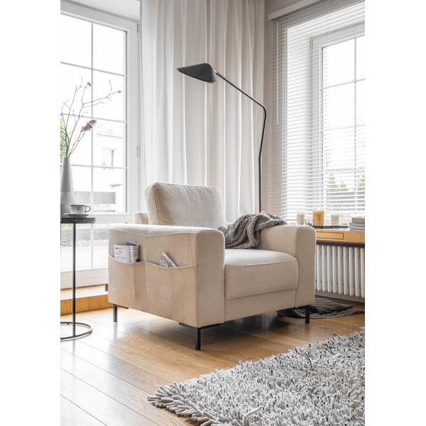 Bež fotelj iz rebrastega žameta Lofty Lilly – Miuform-image-2