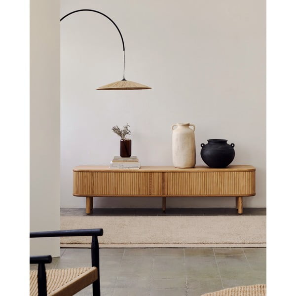 TV omarica v jesenovem dekorju v naravni barvi 200x50x40 cm Mailen – Kave Home-image-1