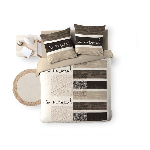 Rjava bombažna posteljnina za zakonsko posteljo 200x200 cm So Natural – douceur d'intérieur
