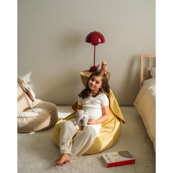 Rumena žametna otroška vreča za sedenje Bunny – Wigiwama-image-1