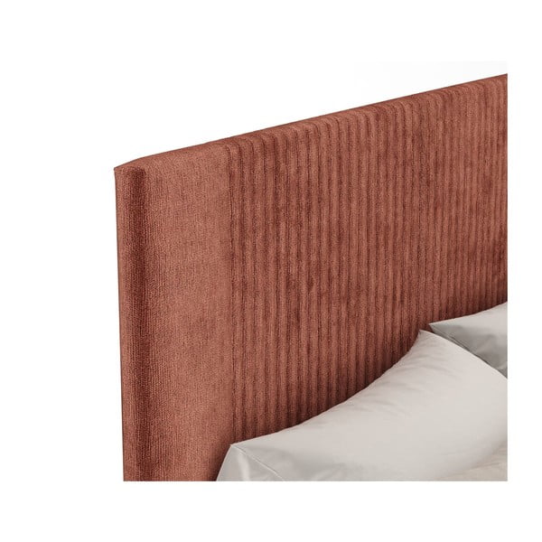 Opečnato oranžna oblazinjena zakonska postelja s prostorom za shranjevanje z letvenim dnom 180x200 cm Etero – Maison de Rêve-image-4