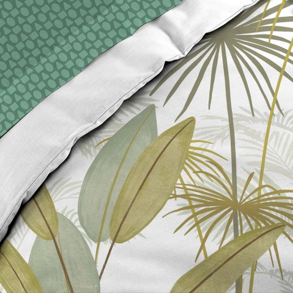 Belo-zelena podaljšana bombažna posteljnina za zakonsko posteljo z rjuho 6-delna 240x220 cm Otika – douceur d'intérieur-image-2