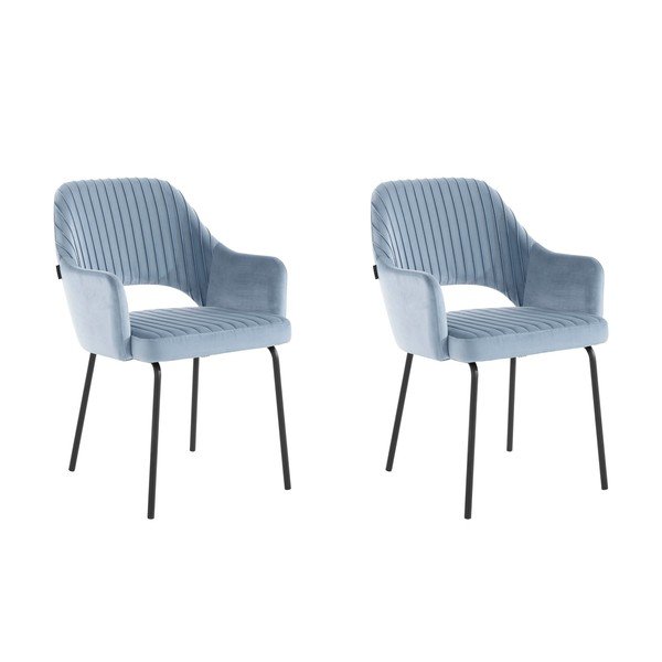 Svetlo modri žametni jedilni stoli v kompletu 2 kos Britney - Støraa -image-3