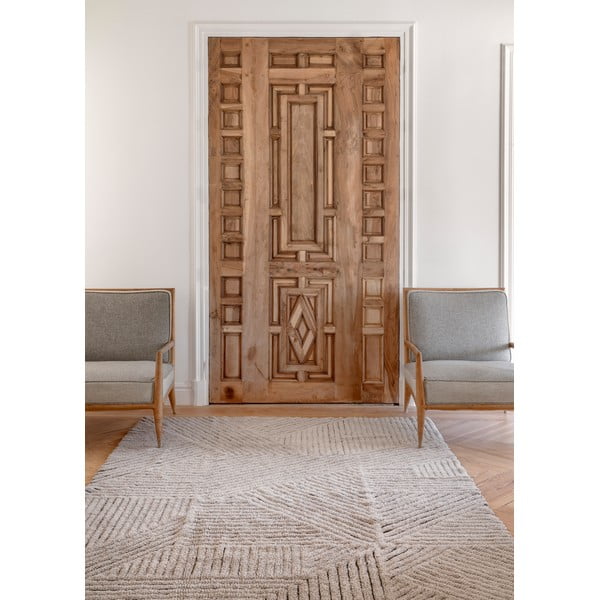 Svetlo rjava pralna ročno tkana volnena preproga 170x240 cm Golden Coffee – Lorena Canals-image-1