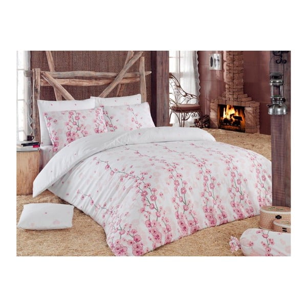 Svetlo rožnata posteljnina za enojno posteljo z mešanico bombaža Coretta, 140 x 200 cm