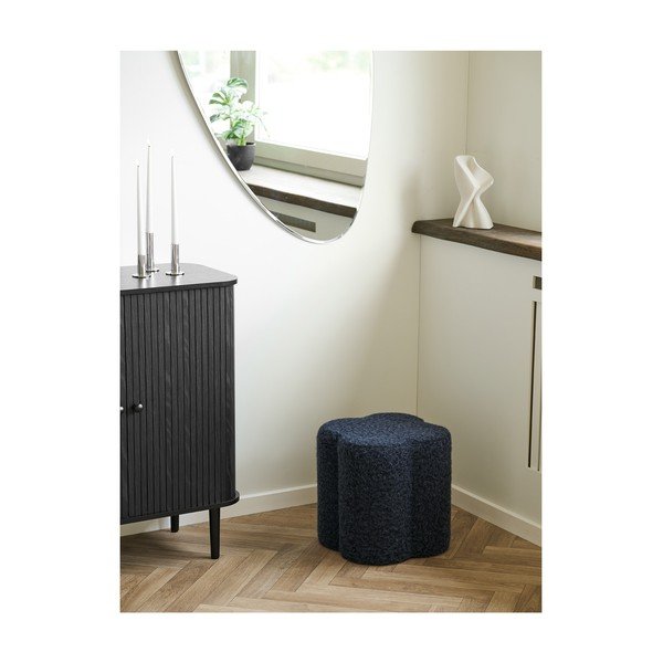 Temno moder tabure iz tkanine bouclé Durban – House Nordic-image-2