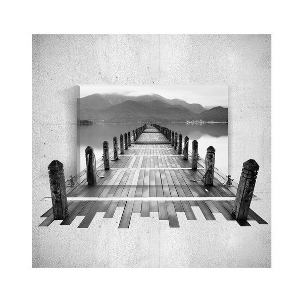 3D stenska slika Mosticx BW Dock, 40 x 60 cm