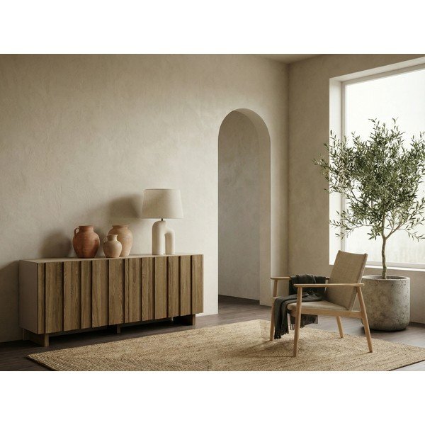 Kremno bela/v naravni barvi komoda iz masivnega bora 180x78x43 cm Marlo – Marckeric-image-1