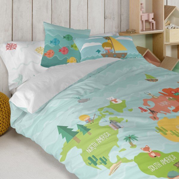 Prevleka za vzglavnik iz čistega bombaža Happynois World Map, 50 x 30 cm-image-1