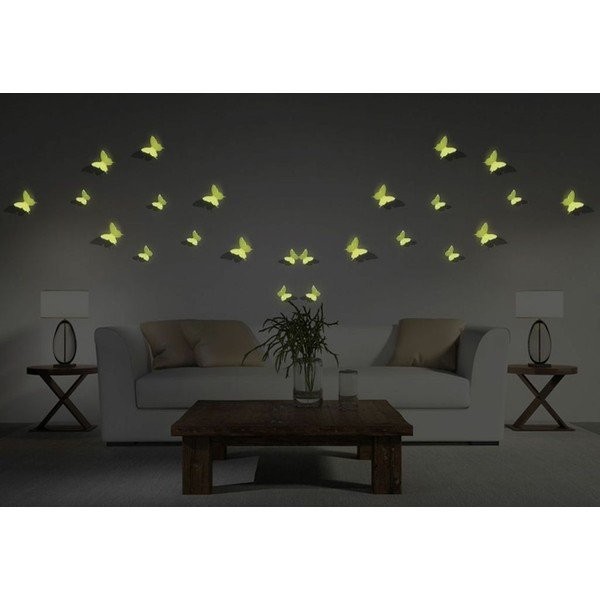 Komplet 12 v temi svetlečih 3D nalepk Ambiance Butterflies-image-1