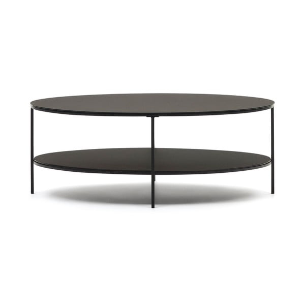 Črna mizica s stekleno mizno ploščo 65x110 cm Fideia – Kave Home-image-2