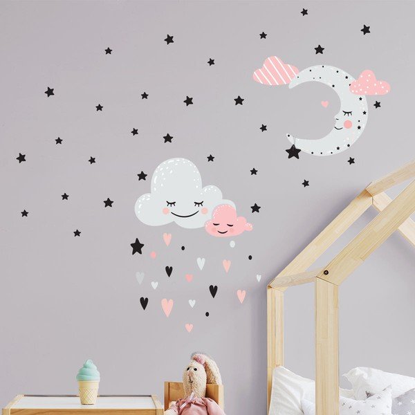 Roza stenska nalepka Ambiance Moon And Clouds Love In The Stars-image-1