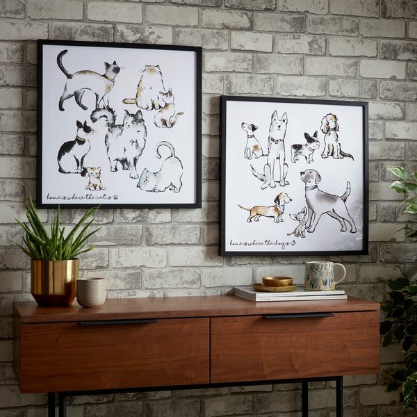 Stenski plakat v okvirju Art for the home Home Is Where The Dog Is, 50 x 50 cm-image-1