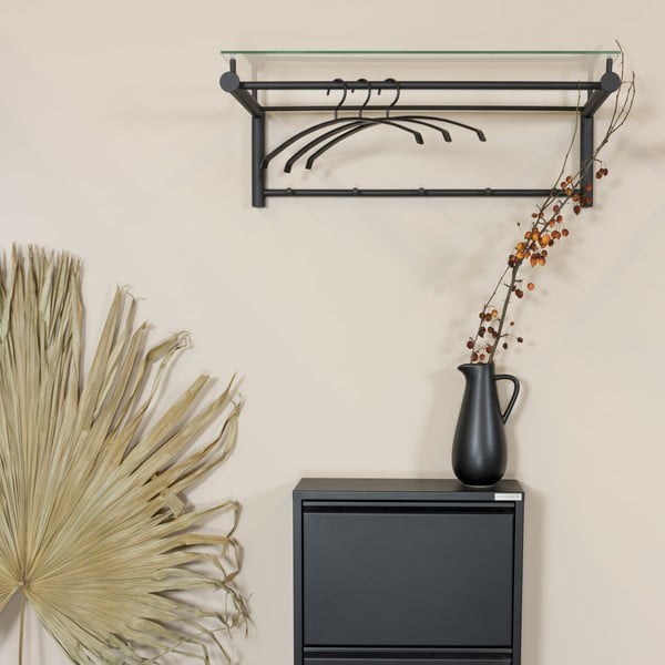 Črn kovinski stenski obešalnik s polico Suza – Spinder Design-image-1