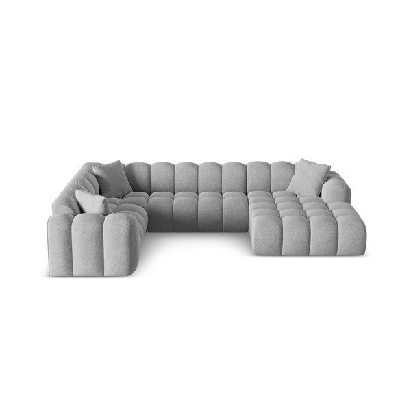 Svetlo siva kotna sedežna garnitura iz šenilje (levi kot/v obliki črke "U") Treno – Cosmopolitan Design