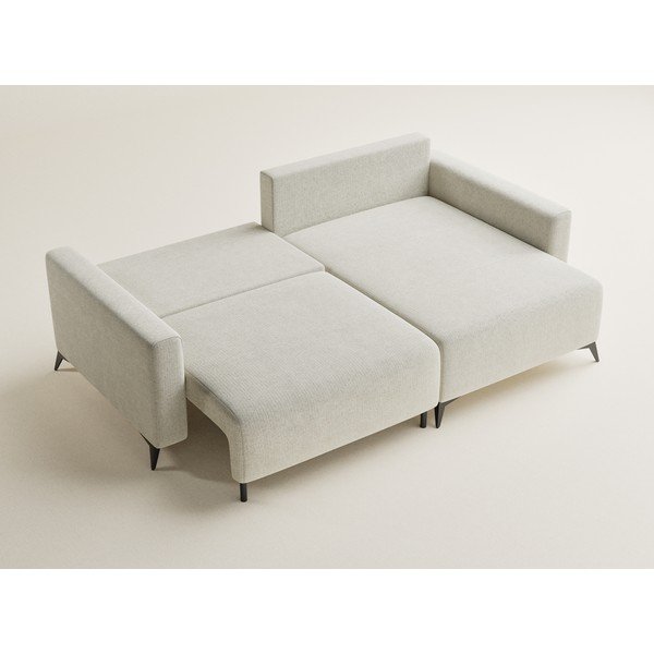 Kremno bela raztegljiva/s prostorom za shranjevanje kotna sedežna garnitura iz šenilje (desni kot/z ležalnikom) Leon – Maison de Rêve-image-3