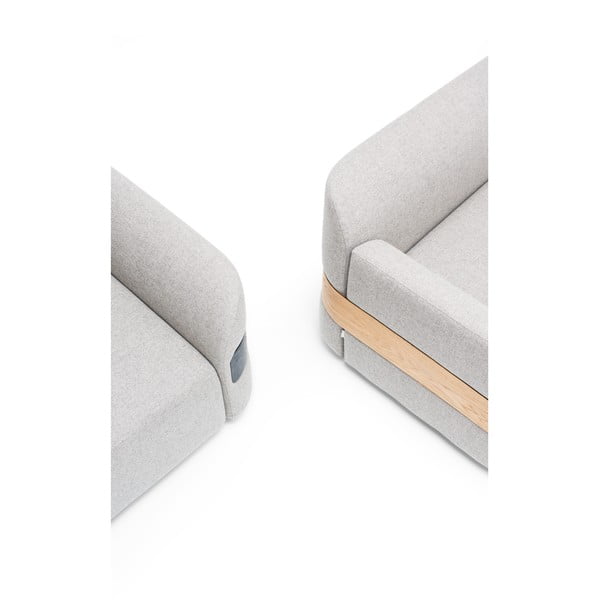 Svetlo siv kavč modul (levi kot) iz mešanice volne in lanu Hugg - Gazzda-image-4