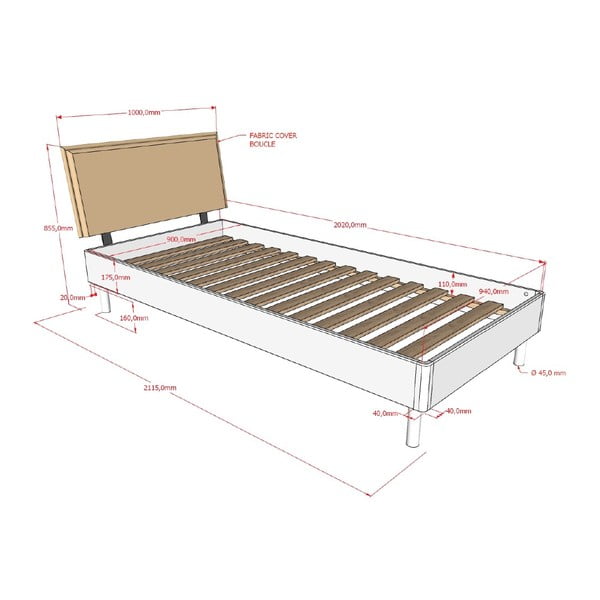 Bela postelja iz masivne bukve z letvenim dnom 90x200 cm Forrest – Vipack-image-2