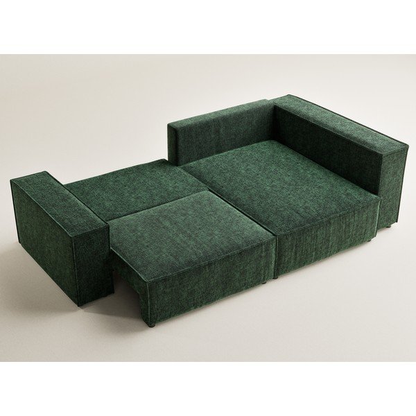 Temno zelena raztegljiva/s prostorom za shranjevanje kotna sedežna garnitura iz šenilje (desni kot/v obliki črke L) Tonga – Maison de Rêve-image-3