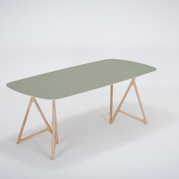 Jedilna miza iz masivnega hrasta z zelenim vrhom Gazzda Koza, 200 x 90 cm