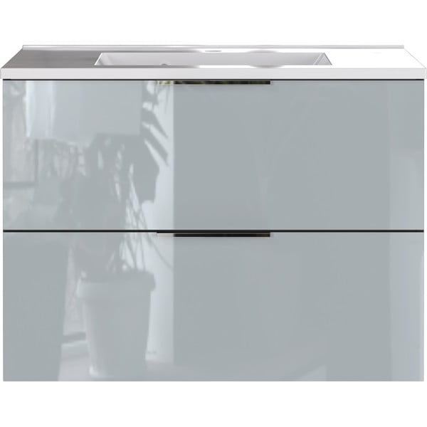 Siva nizka stenska omarica z umivalnikom 81x61 cm Vasio – Germania