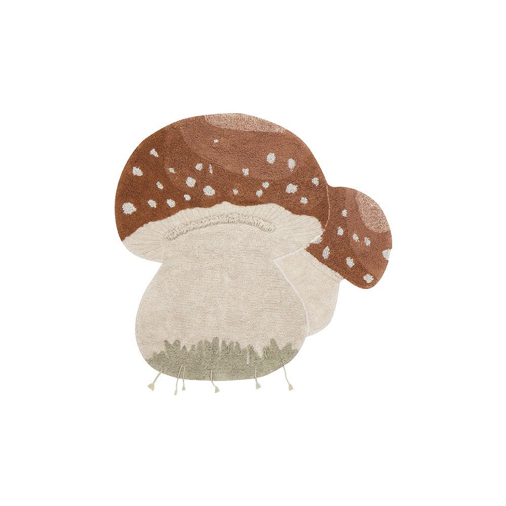 Opečnato oranžna/kremno bela pralna ročno tkana bombažna otroška preproga 120x120 cm Boletus