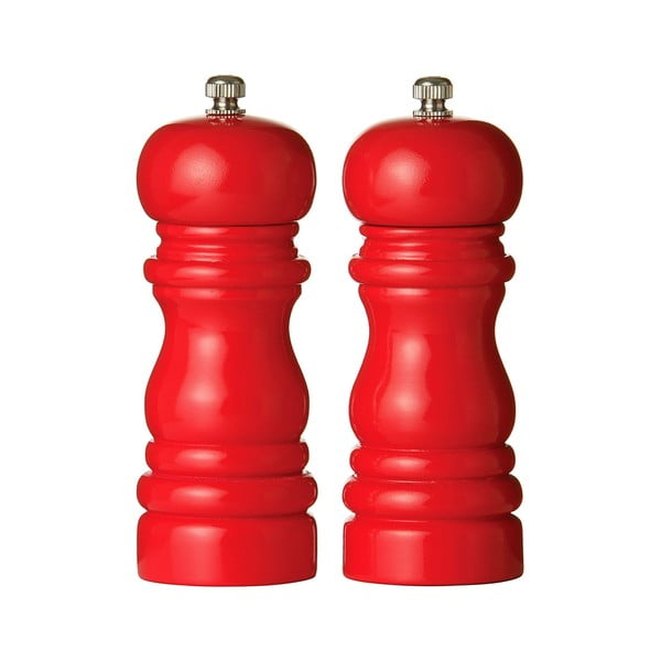 Komplet 2 lesenih rdečih mlinčkov za poper in sol Premier Housewares