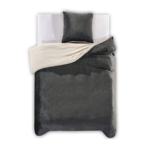 Temno siva posteljnina iz mikrovlaken DecoKing Teddy, 200 x 200 cm