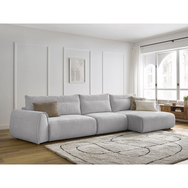 Svetlo siva kotna sedežna garnitura Aden – Bobochic Paris-image-1